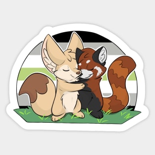 Agender - Fennec Fox + Red Panda Hug Sticker